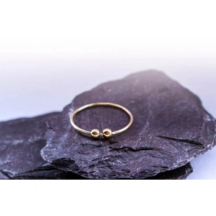 10K Solid Gold Dainty Skinny Anxiety Fidget Spinner Thin Bead Ring Minimalist Delicate Simple Unique Handmade Gold Stacking Boho Ball Ring