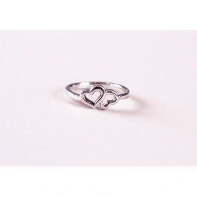 925 Sterling Silver Tiny Open Double Heart Ring love Silver ring Stacking Solid handmade Dainty Modern Simple Minimalist Statement Ring