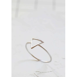 925 Sterling Silver Solid Hollow Open Triangle Ring Handmade Delicate Dainty Stacking Geometric Contemporary Ring Simple Minimalist Jewelry