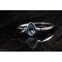 Blue Topaz Faceted stone Ring Classy Collection Gemstone Ring Coronet Ring Semi Precious Stone Ring Everyday Use Ring Drop Shape Stone Ring