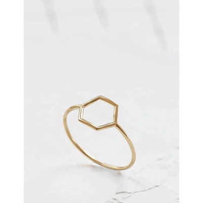 10K Solid Gold Tiny Hollow Open Hexagon Ring Handmade Delicate Geometric Stacking Ring Dainty Minimalist Statement Gold knuckle Bohu Ring