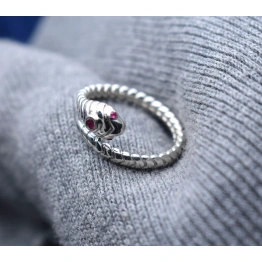 Natural 1mm Round Ruby 925 Sterling Silver Snake Adjustable Ring Silver Wrapped Up Open Snake Band Gothic Ruby Silver Trendy Unisex Ring