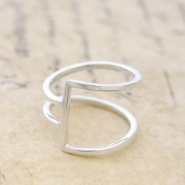 925 Sterling Silver Solid Unique Band Ring Handmade Delicate Dainty Stacking Geometric Contemporary Wire Ring Simple Minimalist Unisex band