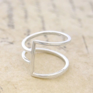 925 Sterling Silver Solid Unique Band Ring Handmade Delicate Dainty Stacking Geometric Contemporary Wire Ring Simple Minimalist Unisex band