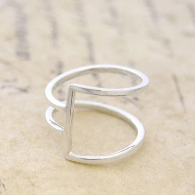 925 Sterling Silver Solid Unique Band Ring Handmade Delicate Dainty Stacking Geometric Contemporary Wire Ring Simple Minimalist Unisex band