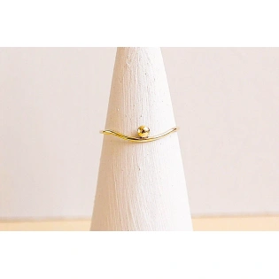 10K Solid Gold Tiny Round bead Dot Curved Ring Handmade Delicate Stacking Ball Ring Dainty Minimalist Statement Gold knuckle bead Bohu Ring