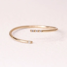 10K Solid Gold Dainty Twist Open Inset Crystal Stacking Statement Adjustable Ring Handmade Minimalist Delicate Ring Simple Unique Thin band