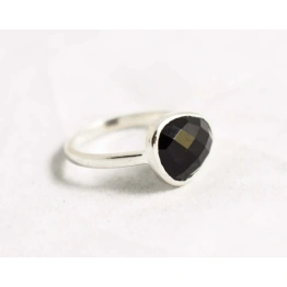 Black Onyx Studded Engagement Dainty Ring Handmade 925 Sterling Silver Unique Gemstone Ring Gift For Her Him Black Stone Charm