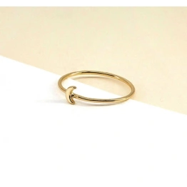 14K Solid Gold Dainty Crescent Moon Statement Ring Minimalist Delicate Light Weighted Tiny Half Moon Simple Unique Handmade Gold Ring