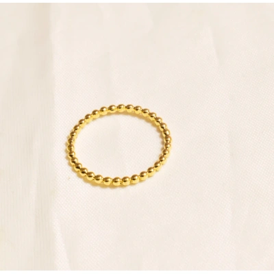 14K Solid Gold Full Bead Ring Stacking Dainty Minimalist 2mm Dot Light Weighted Simple Dottie Ring Handmade Eternity Bubble Ring Gift ForHer