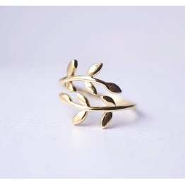 10K Solid Gold Tiny leaf Adjustable Ring Handmade Delicate Stacking Branch Vine Ring Dainty Minimalist Statement Gold knuckle Skinny Ring