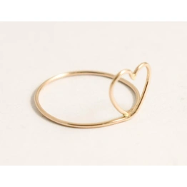 10K Gold Ring Solid Gold Heart Shape Wired Ring Stacking Dainty Love Minimalist Ring Light Weighted handmade Delicate Unique Women Ring