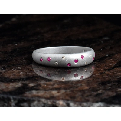 925 Sterling Silver Ruby and Diamond Ring Classy Collection Matte Finish Ruby diamond Precious Multi Gemstone Handmade Wedding Band