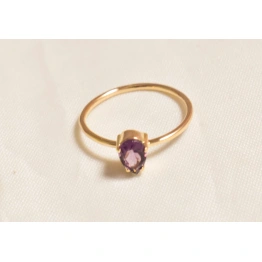 14k Solid Gold Pear Shape Faceted Amethyst Ring February birthstone Light Weighted Dainty Ring Handmade Gemstone Ring Gift for Her