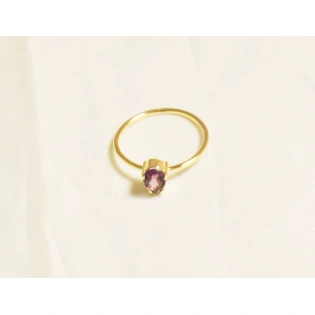 10k Solid Gold Pear Shape Faceted Amethyst Ring February birthstone Light Weighted Dainty Ring Handmade Gemstone Ring Gift for Her