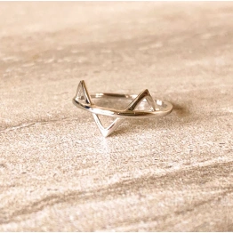 925 Sterling Silver Solid 3 Spikes Triangle Ring Handmade Geometric Dainty Stacking Midi Ring Simple Minimalist Unique Unisex Ring