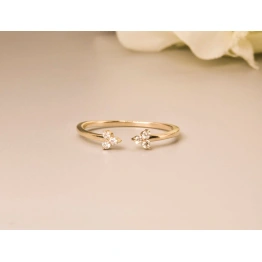 14K Solid Gold Dainty Open Stacking Statement Adjustable Crystal Ring Love Minimalist Delicate Ring Simple Unique Handmade Crystal Band ring