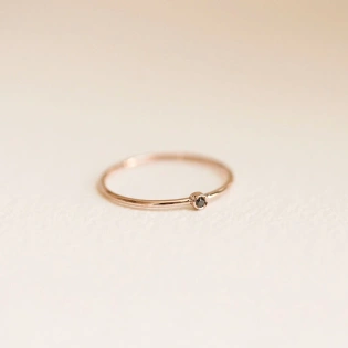 14K Solid Gold Black Diamond Ring Handmade Dainty Diamond Studded Stacking Ring Precious Stone Gold Ring Minimalist Everyday Ring for Her14K Solid Gold Black Diamond Ring Handmade Dainty Diamond Studd