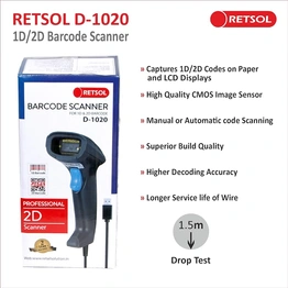 RETSOL D1020N 2D WIRED BARCODE SCANNER