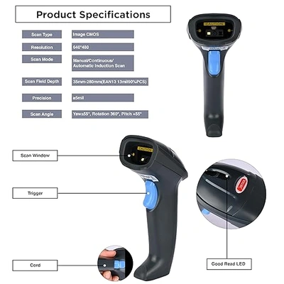 RETSOL D1020N 2D WIRED BARCODE SCANNER