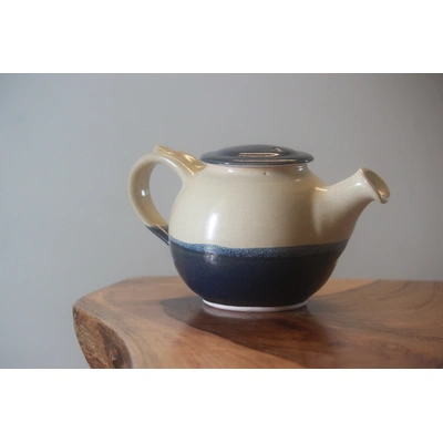 Handmade Ceramic Indigo Off- White Teapot