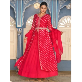 Flared Jacket with Skirt & Dupatta