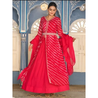 Flared Jacket with Skirt & Dupatta