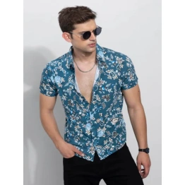 Ocean Blue Printed Shirt For Men