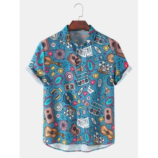 Blue Printed Shirt For Men