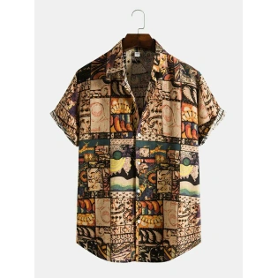 Brown printed shirt for Men