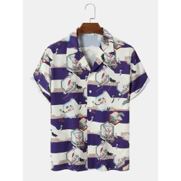 White-Blue Printed Shirt for Men