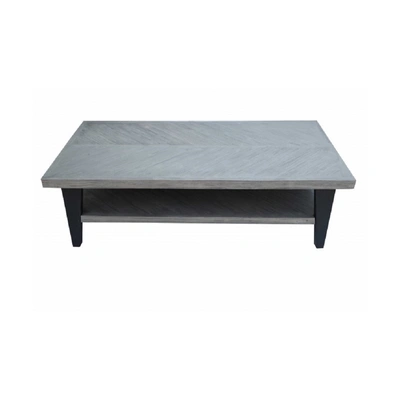 Black Acacia Wood Metal Coffee Table