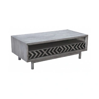 Gray Rubber Wood Veneer MDF Cubo Coffee Table