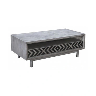 Gray Rubber Wood Veneer MDF Cubo Coffee Table