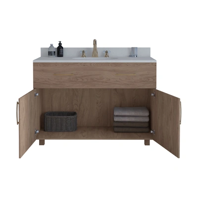 48 Inch Dull Brown Vanity Set for Washroom