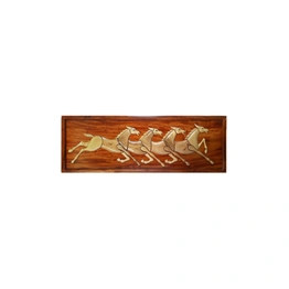 Four Running Horses Wooden Wall Hanging