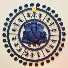 Unique Stylish Round Ganesha Iron Wall Hanging