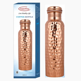 Pure Copper Water Bottle Hammer Design - 1000ml