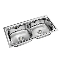 32"L x 20"W Stainless Steel Double Bowl Sink.