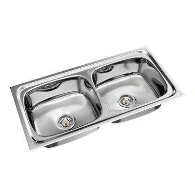 32"L x 20"W Stainless Steel Double Bowl Sink.