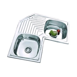 30"L x 30"W Double Bowl Stainless Steel Corner Sink