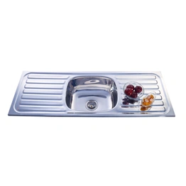 45"L x 20"W Double Bowl Single Drainboard Sink