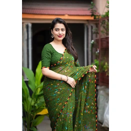 Shree Nakoda Mills Soft Georgette Indian Printed Saree - Premium Women's Fashion