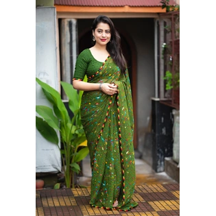 Soft Georgette Indian Printed Saree - Premium Women's Fashion