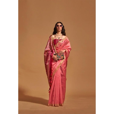 Handwoven Pure Silk Indian Banarsi Saree with Tassels