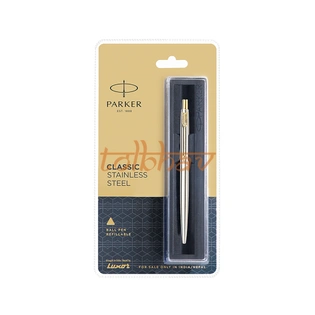 Parker Classic Stainless Steel Gold Trim Ball Pen