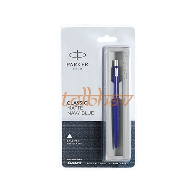 Parker Classic Matte Navy Blue Chrome Trim Ball Pen