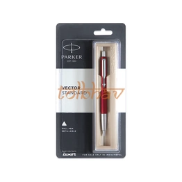 Parker Vector Standard Chrome Trim Ball Pen Red