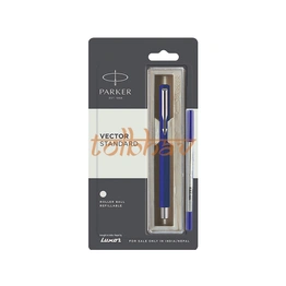 Parker Vector Standard Chrome Trim Roller Ball Pen Blue