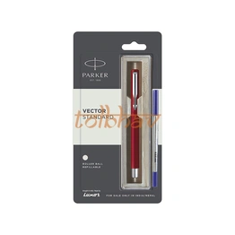 Parker Vector Standard Chrome Trim Roller Ball Pen Red